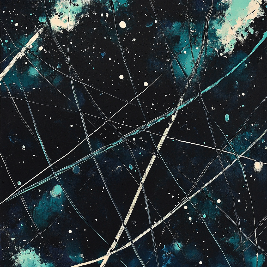 Jackson Pollock Inspired Aurora Static Over Midnight Earth Paint by numbers art