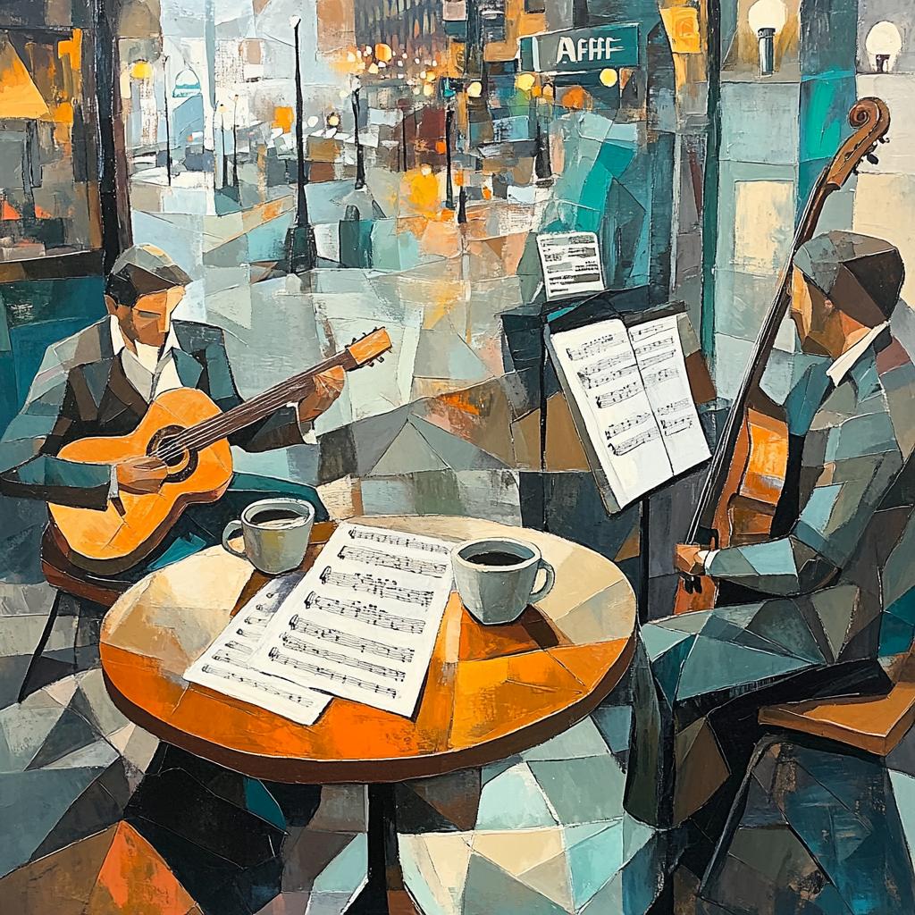 Pablo Picasso Inspired Abstract Cafe Musicians paint by color