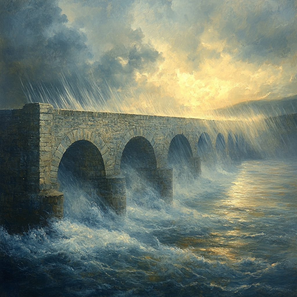 J M W Turner Inspired Rainstorm Over Bridge paint by number