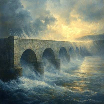 J M W Turner Inspired Rainstorm Over Bridge paint by number