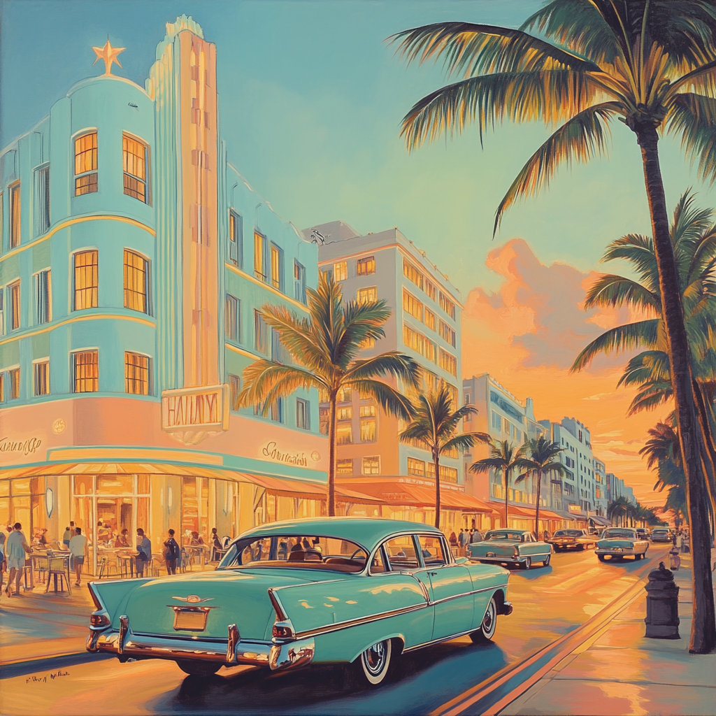 Art Deco Facades Along Ocean Drive Miami Beach United States Painting by numbers kit