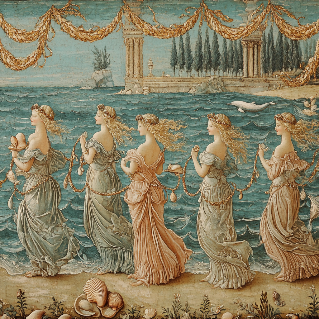 Sandro Botticelli Inspired Mythic Sea Celebration Painting by numbers kit