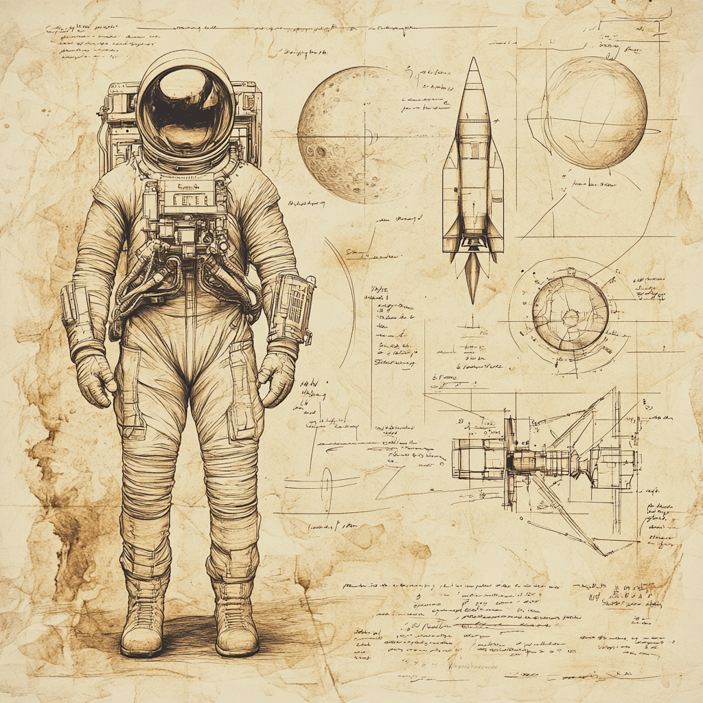 Leonardo Da Vinci Inspired Astronaut Study Drawing DIY paint by numbers