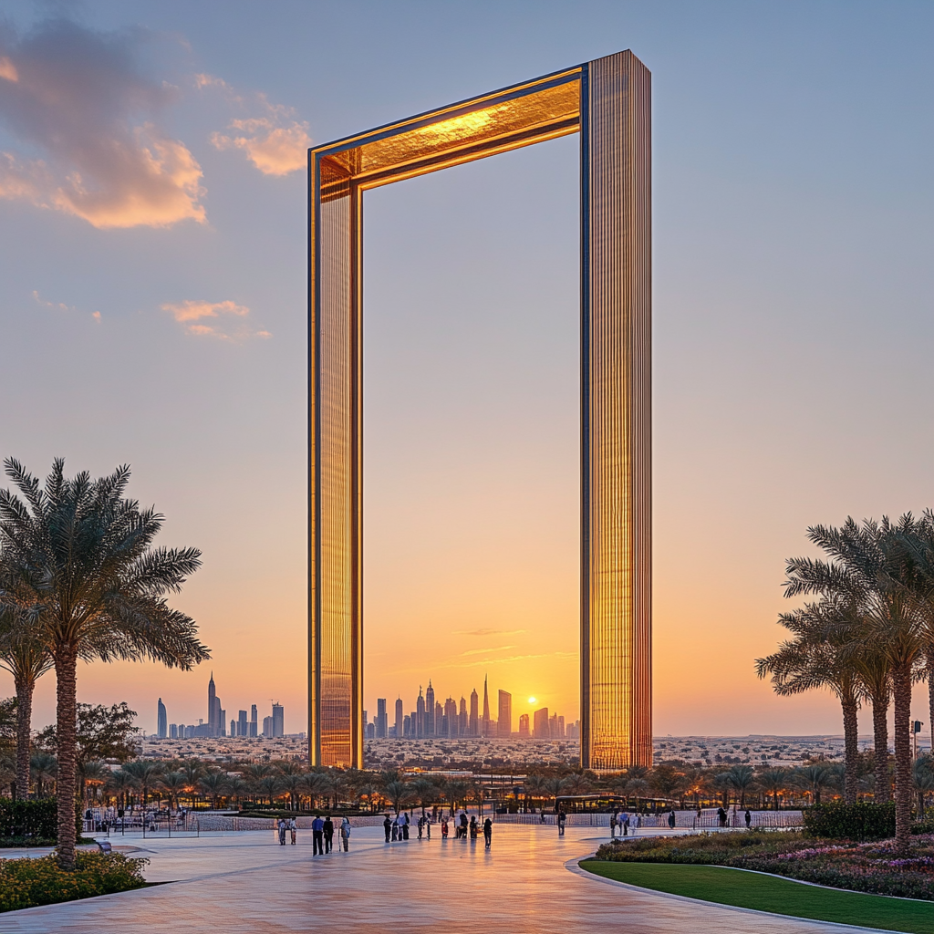 Desert Dusk At The Dubai Frame Park Dubai United Arab Emirates paint by numbers