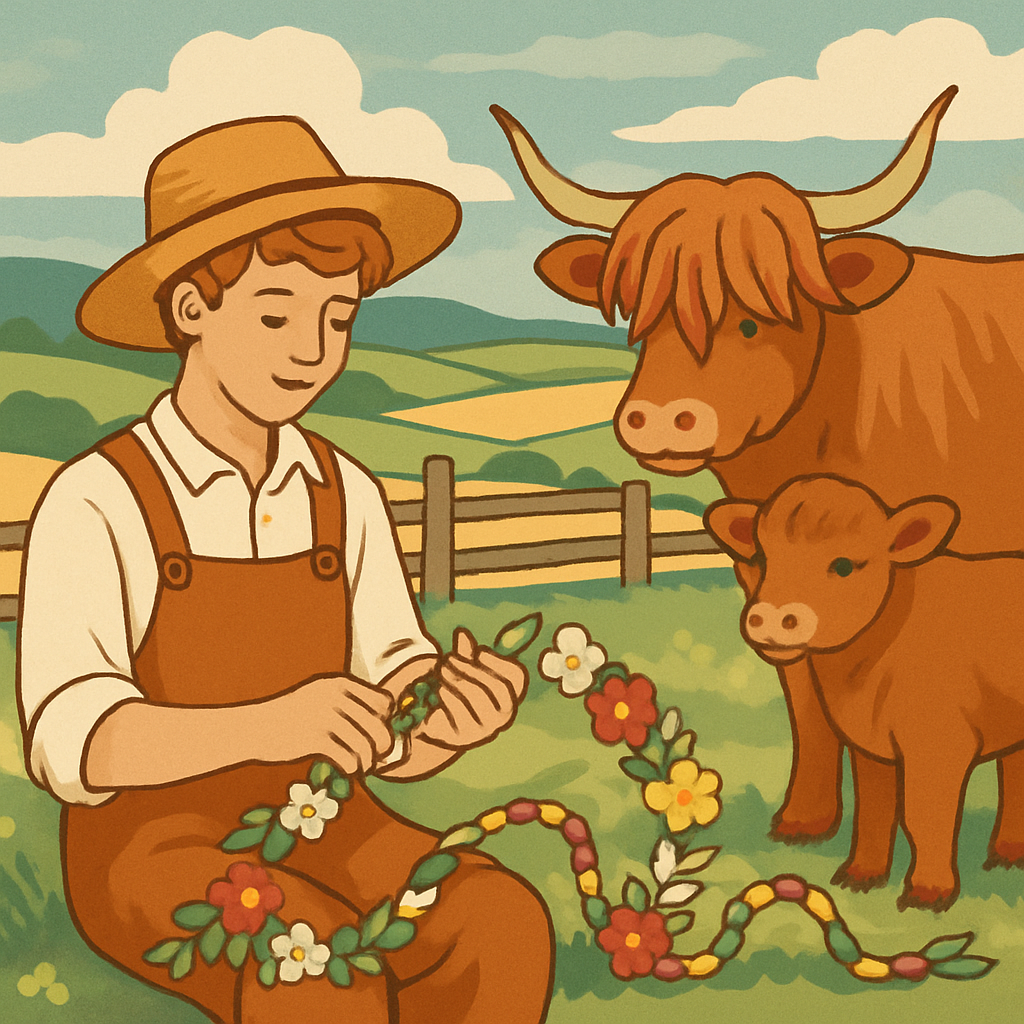 Meadow Weaving With Cow Silhouettes paint by number