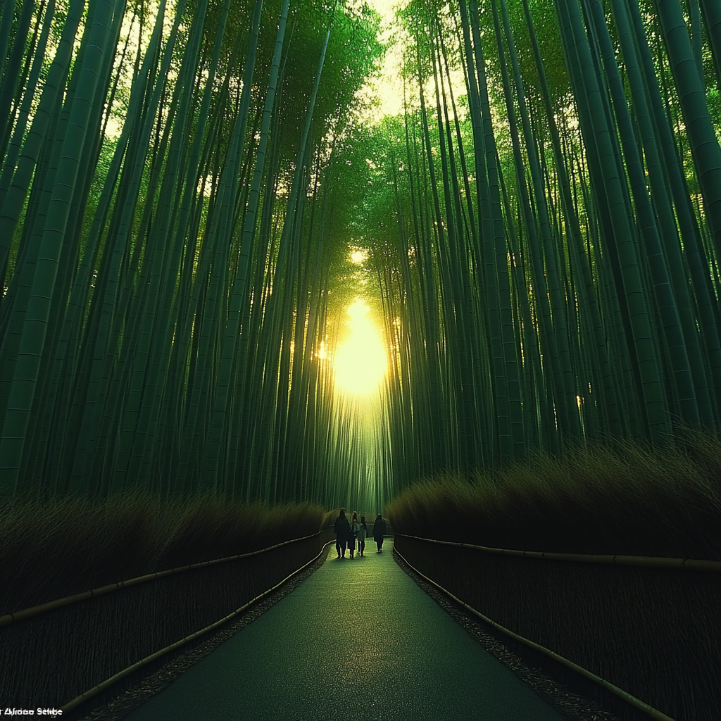 Bamboo Grove Path In Arashiyama Park Kyoto Japan Paint by numbers kits