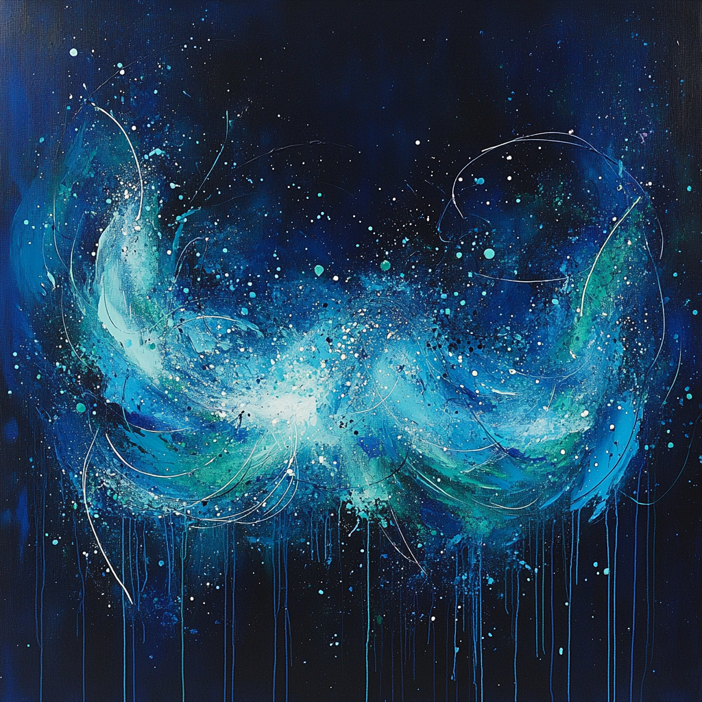 Jackson Pollock Inspired Aurora Vortex Over Silent Tundra paint by color