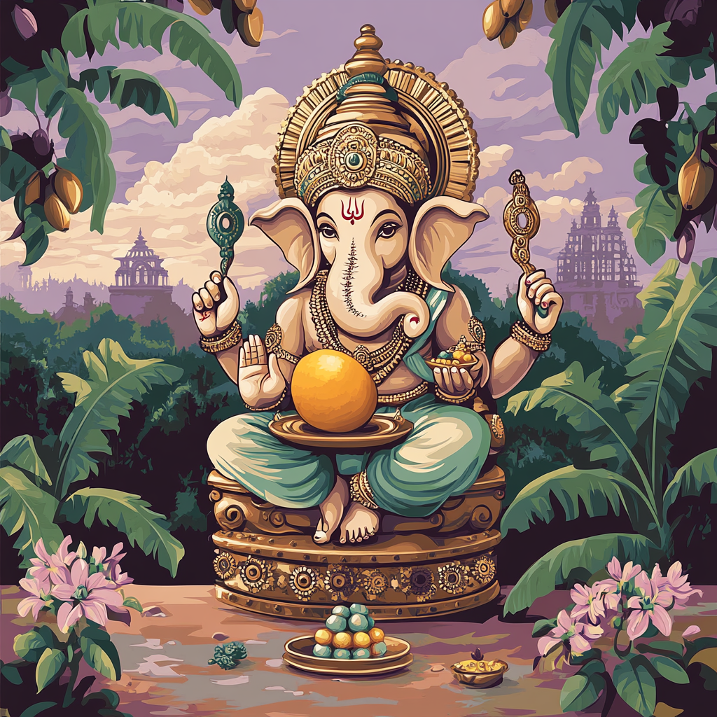 Clockwork Orchard With Ganesha Numbered painting kits