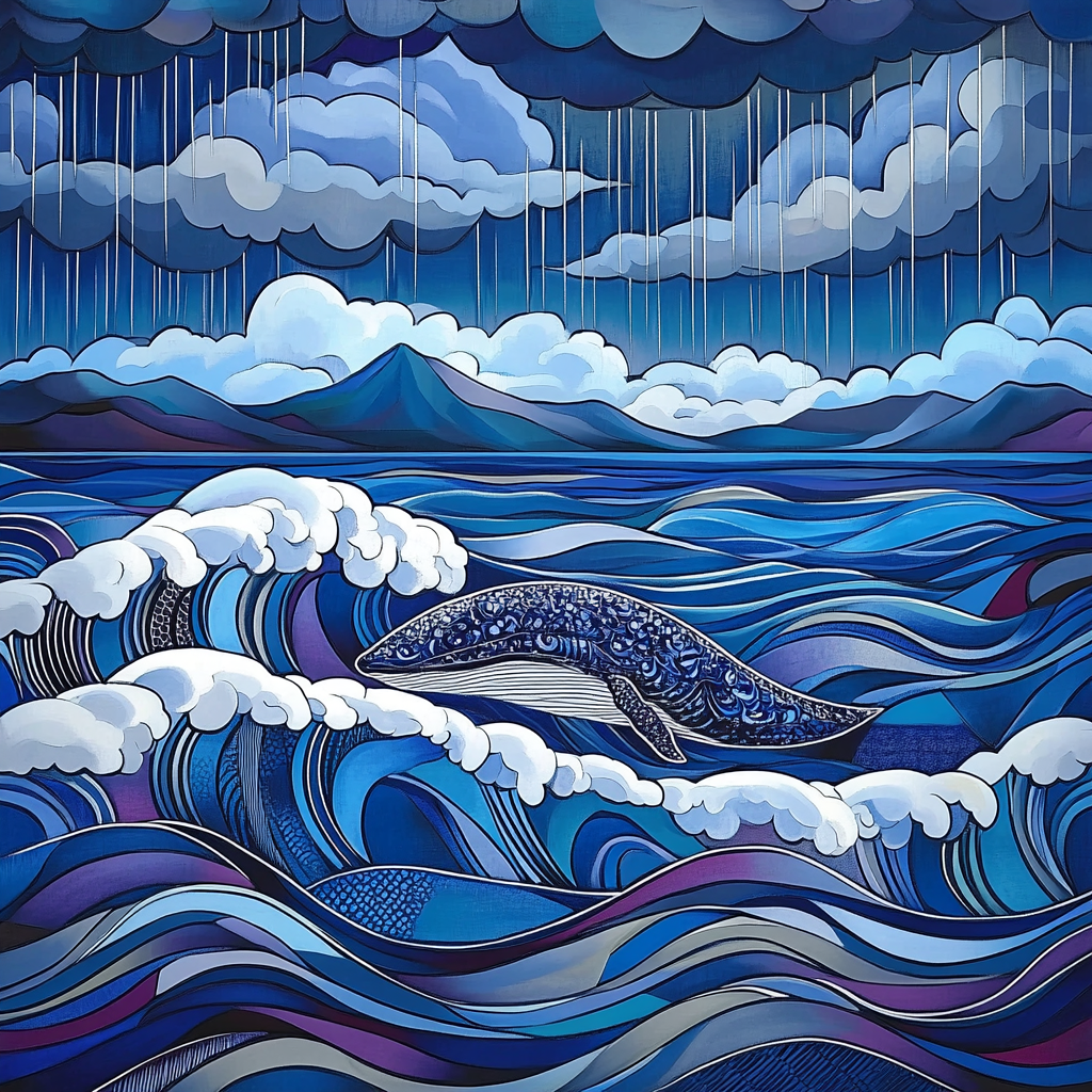 Katsushika Hokusai Inspired Stormy Ocean With Whale Breach Numbered painting kits