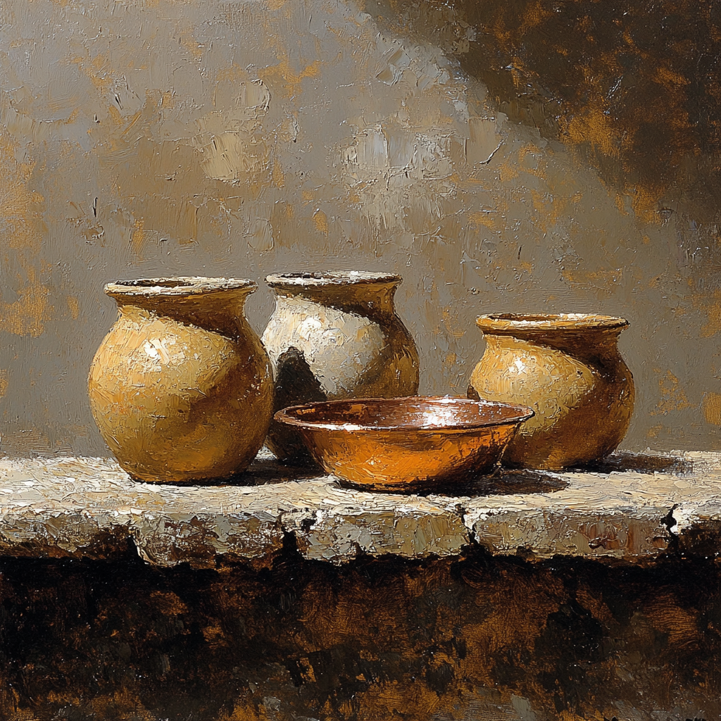 Diego Velázquez Inspired Silvery Bodegon Of Earthenware Jars And Copper Glow Painting by numbers kit