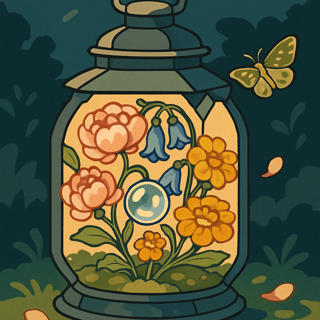 Terrarium Lantern With Floral Glow Painting by numbers kit