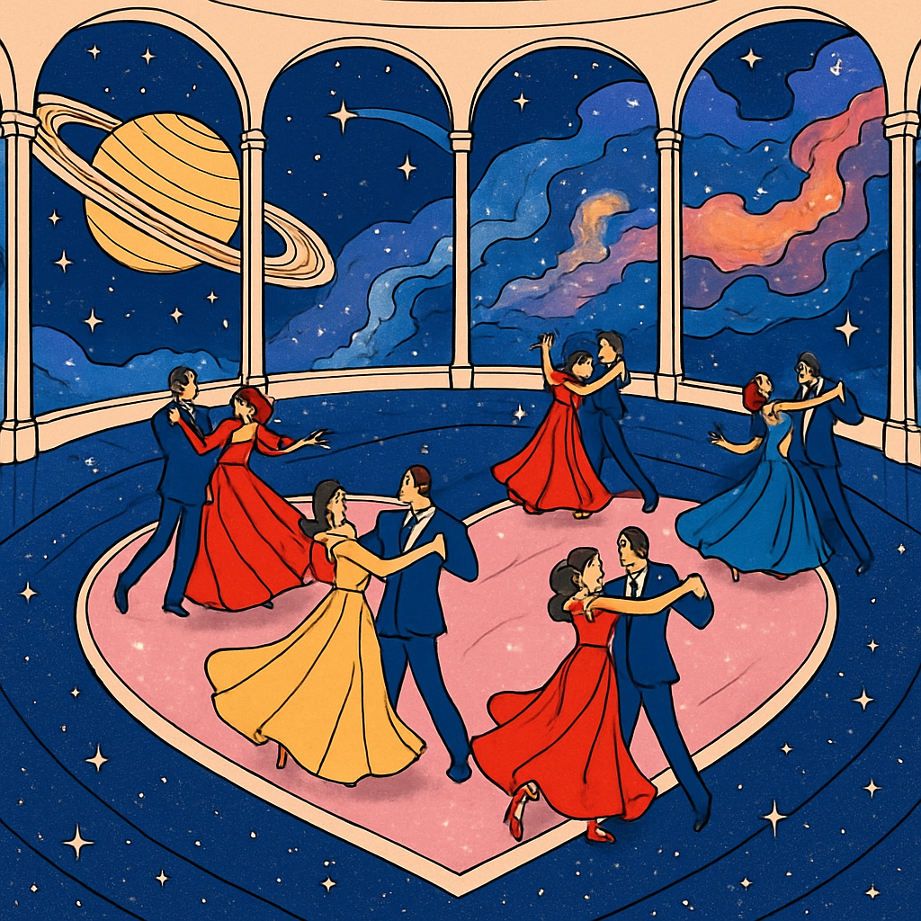 Cosmic Dance Hall Valentines Day Gala paint by color