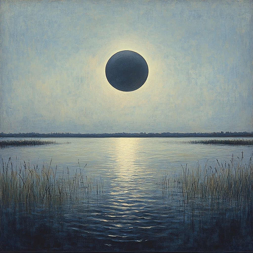 Leonardo Da Vinci Inspired Lunar Eclipse Over Silent Lake paint by color
