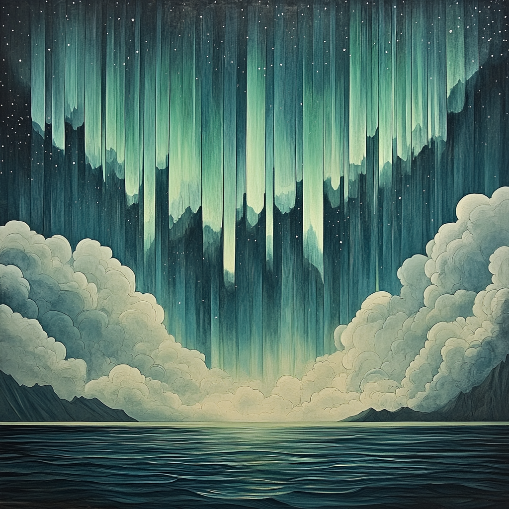 Michelangelo Inspired Aurora Strata Over Polar Sea Numbered painting kits