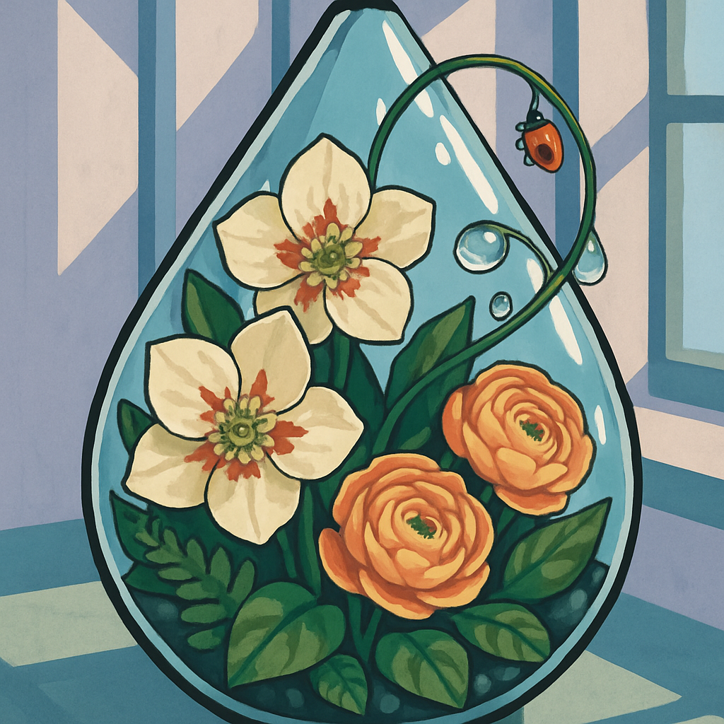 Glasshouse Terrarium In Floral Bloom paint by numbers