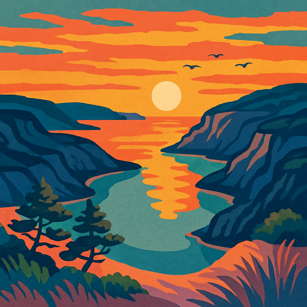Tideglass Cliffs In Landscape Glow Number painting