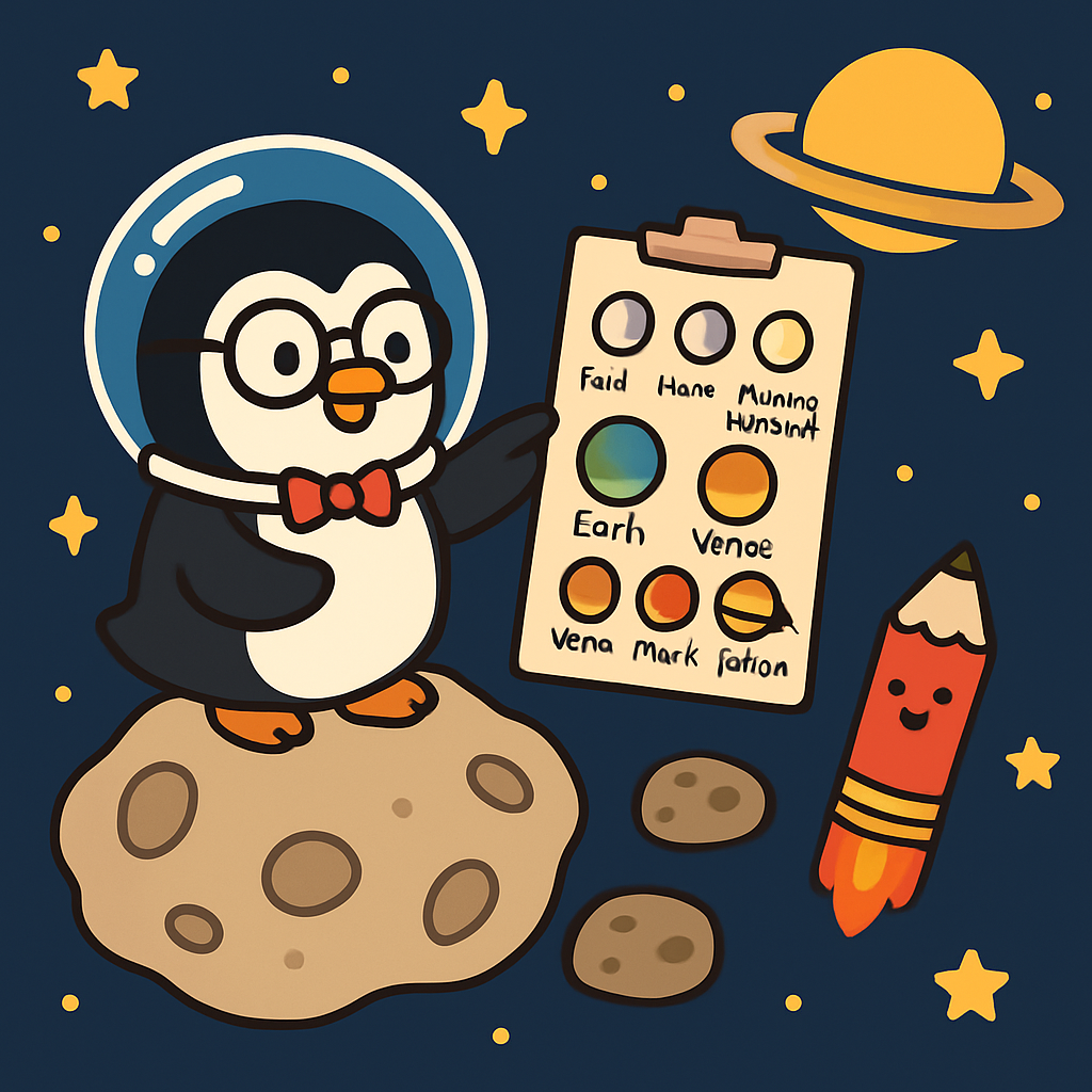 Comet Classroom With The Penguin Professor paint by color