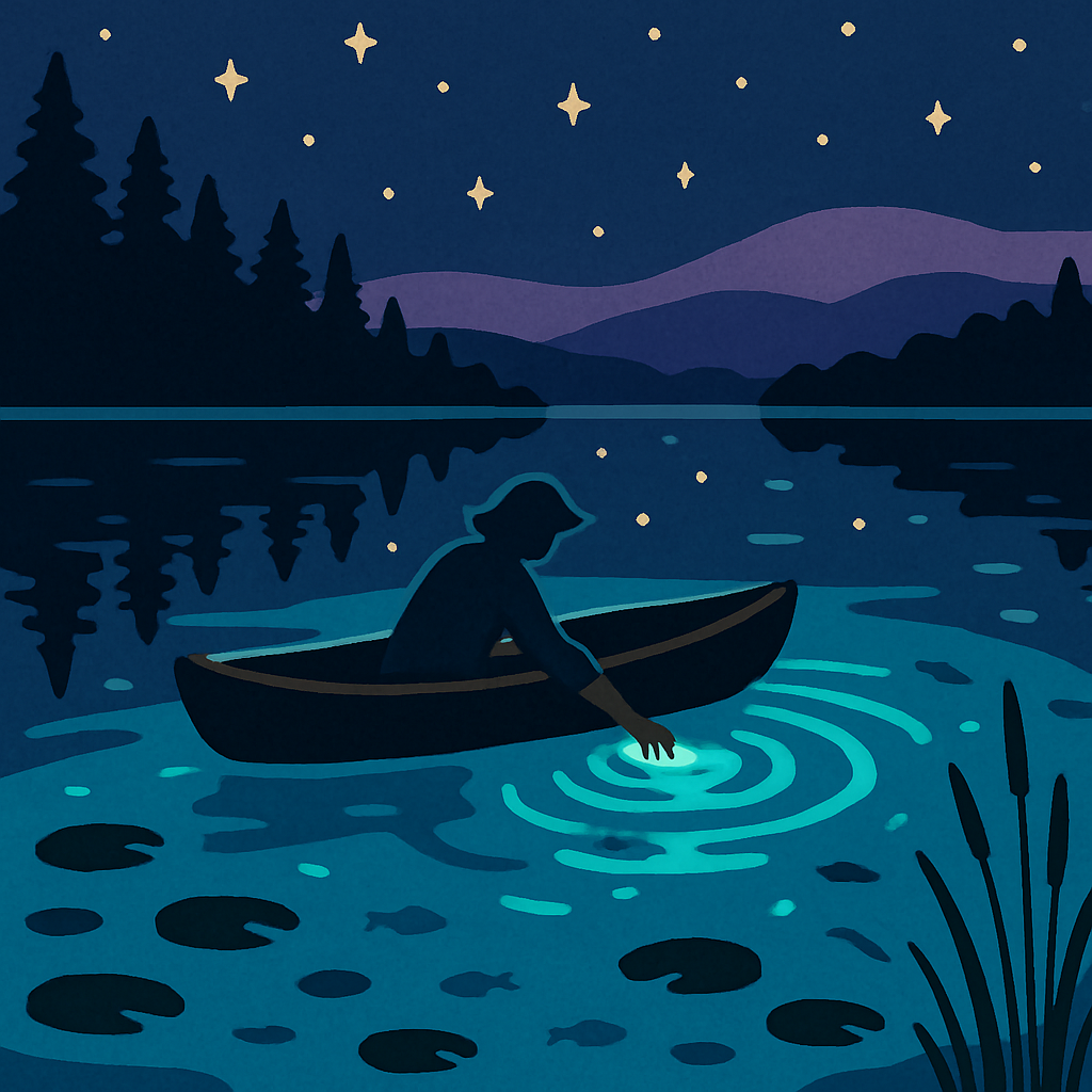 Bioluminescent Lake Night Drift paint by number