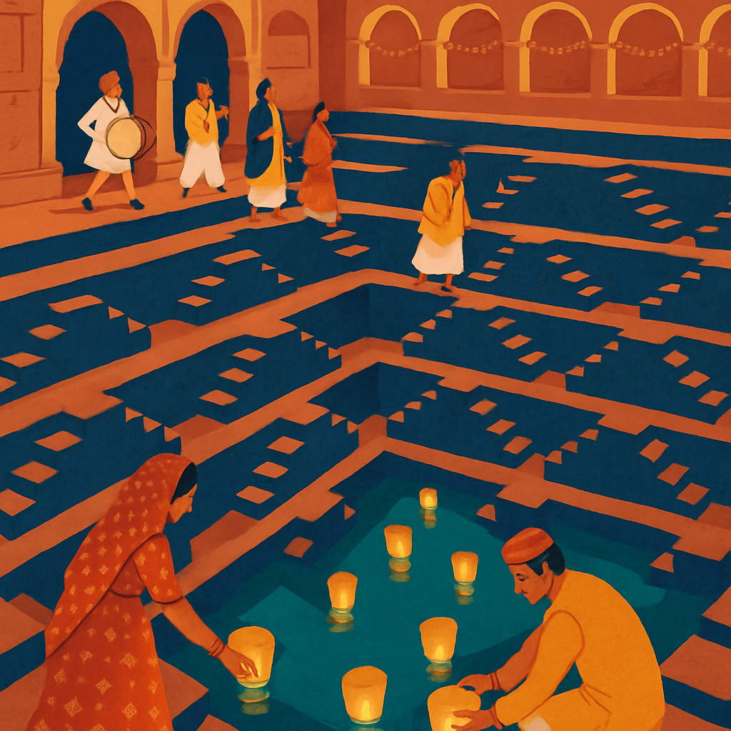 Stepwell Lantern Festival In India Numbered painting kits