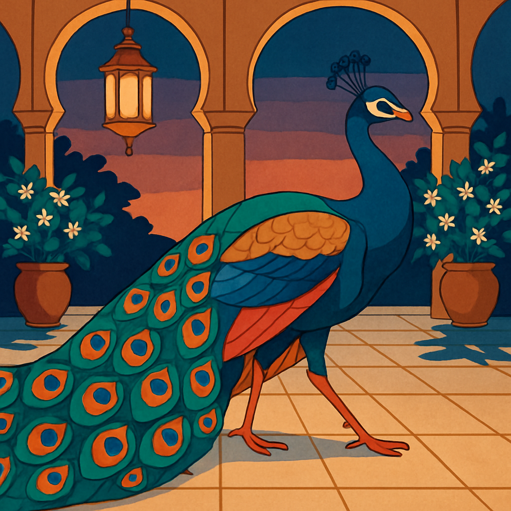 Lanternlit Palace Peacock Procession Painting by numbers kit