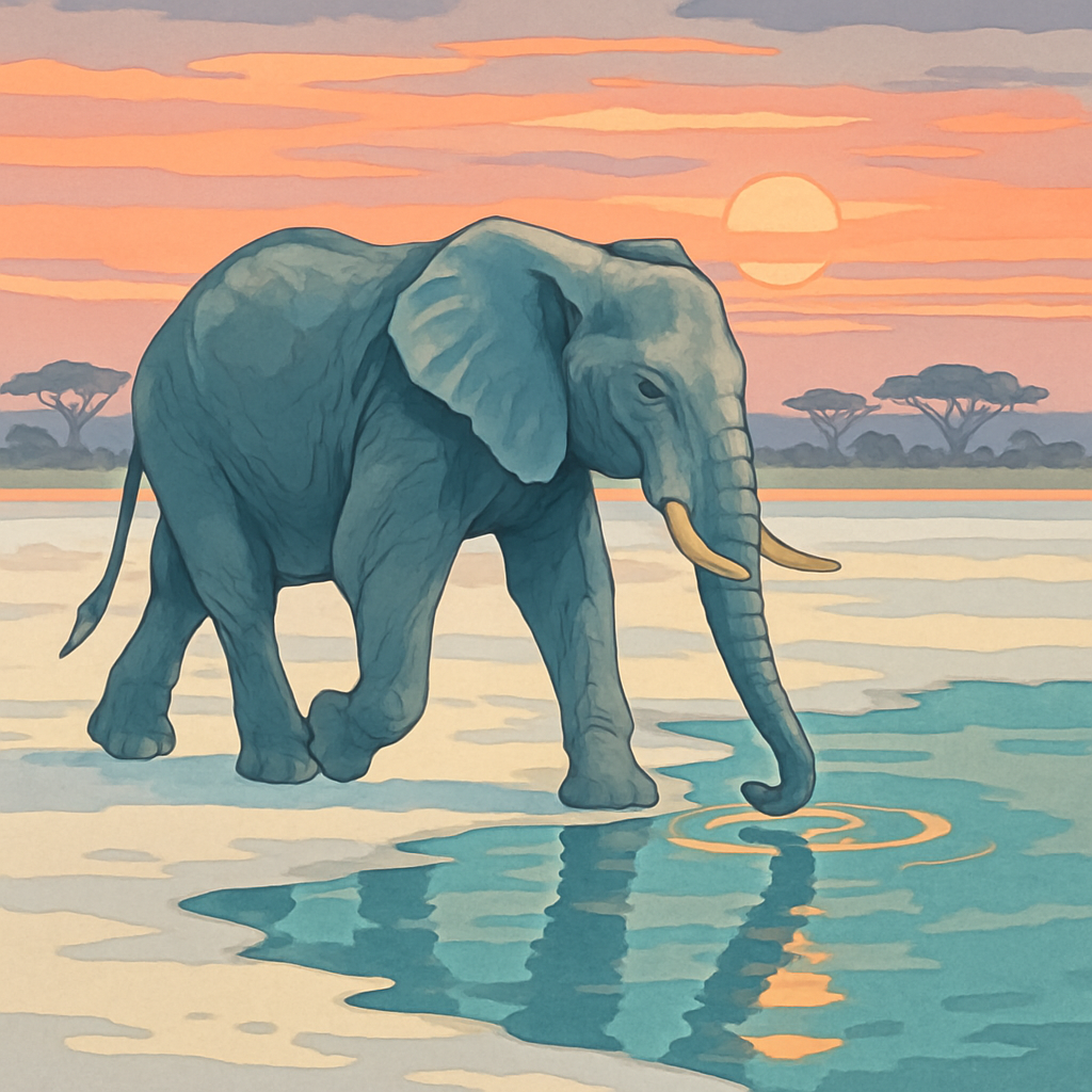 Elephant Mirage On The Salt Pan Painting by numbers kit
