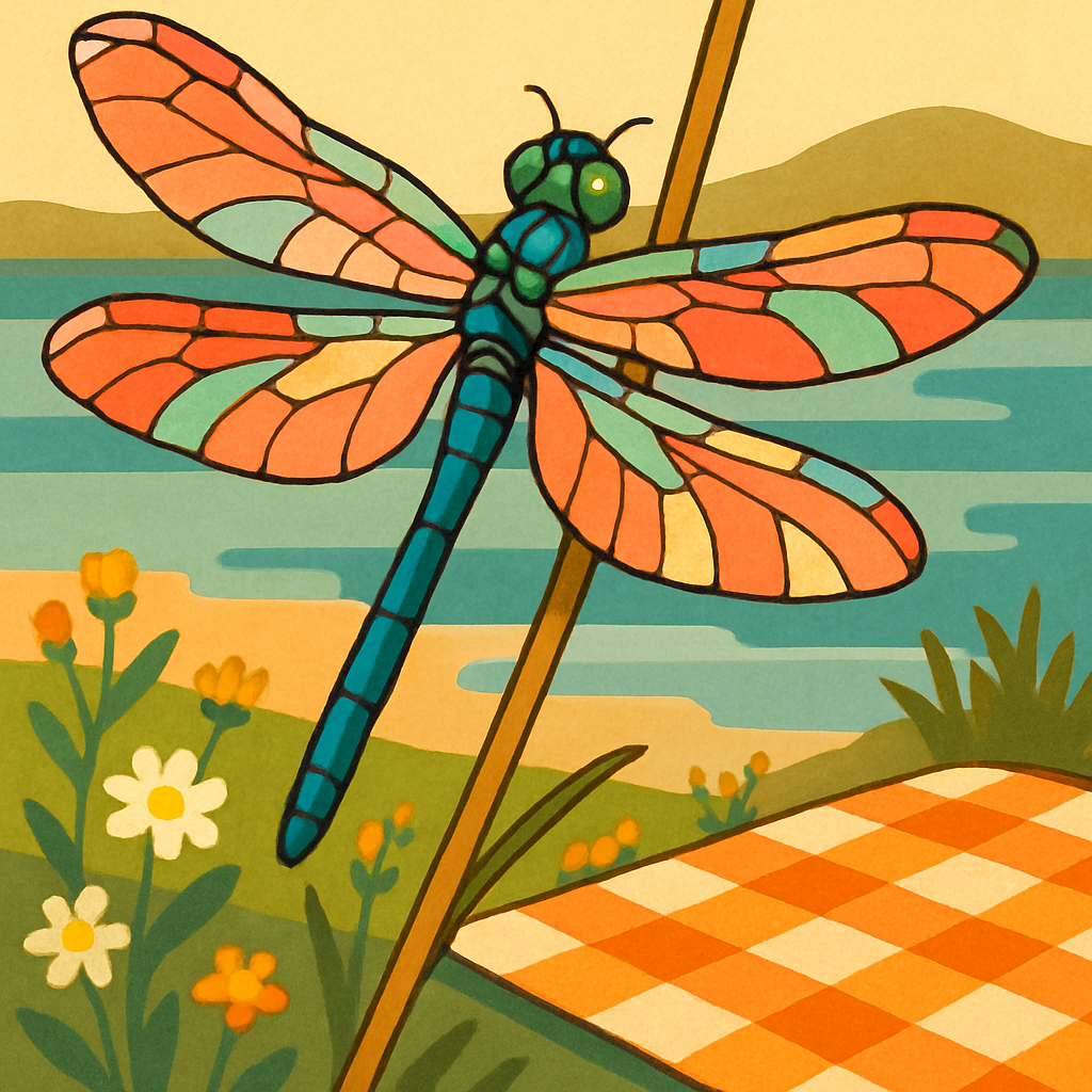 Reedbank Picnic With Dragonfly Light DIY paint by numbers