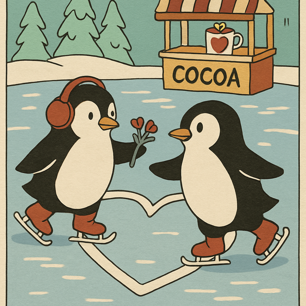 Valentines Day Ice Skating Heart Trail Painting by numbers kit