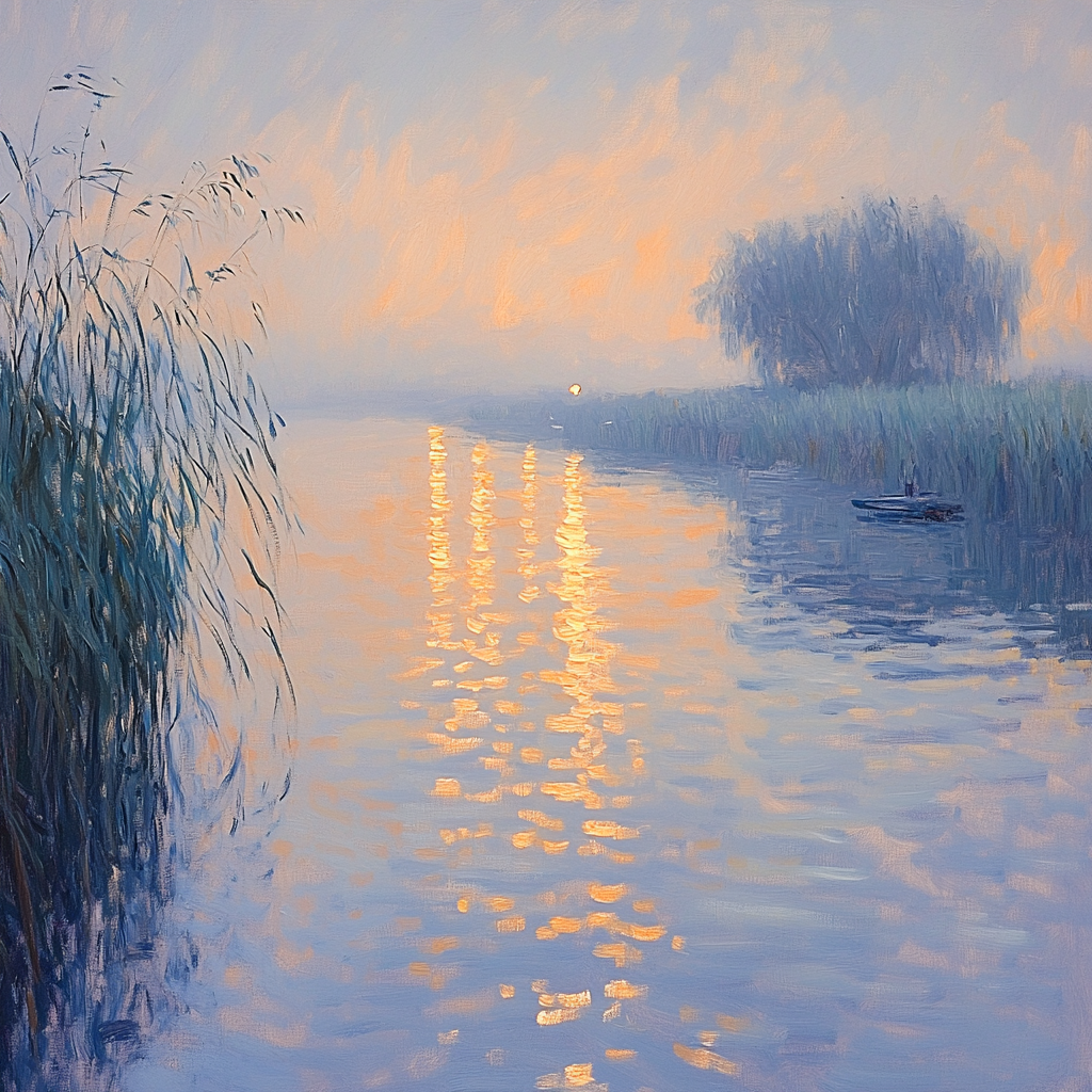 Claude Monet Inspired Sunrise On Misty River paint by numbers