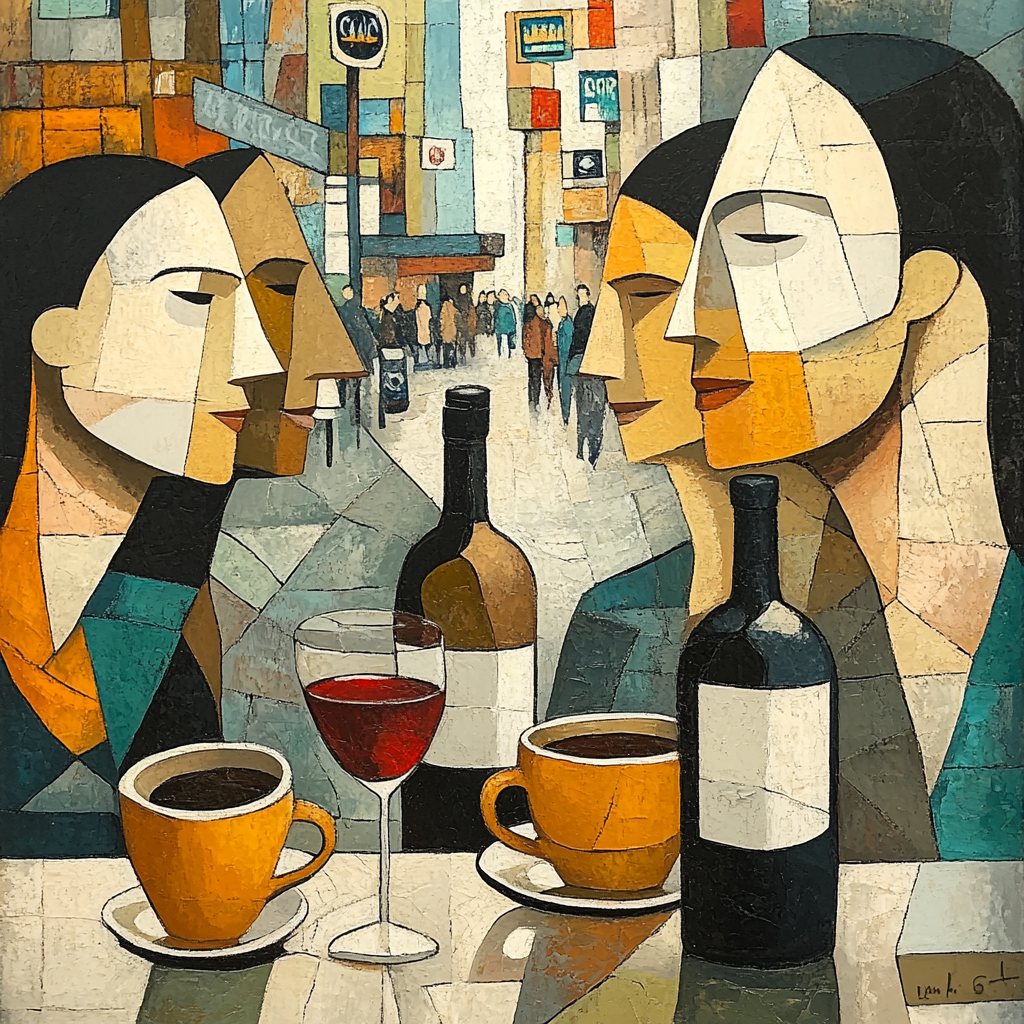 Pablo Picasso Inspired Abstract Cafe Friends Number painting