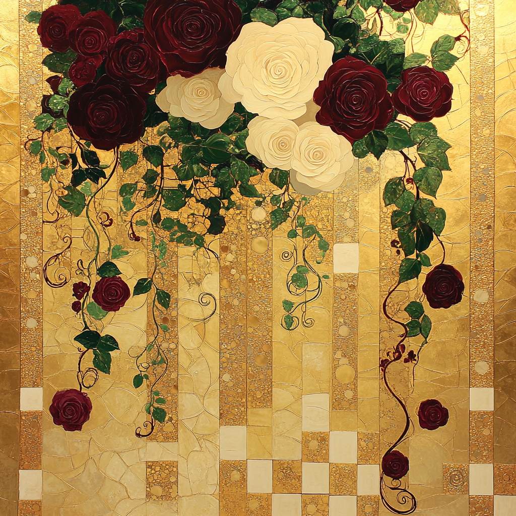 Gustav Klimt Inspired Golden Rose Garden paint by numbers