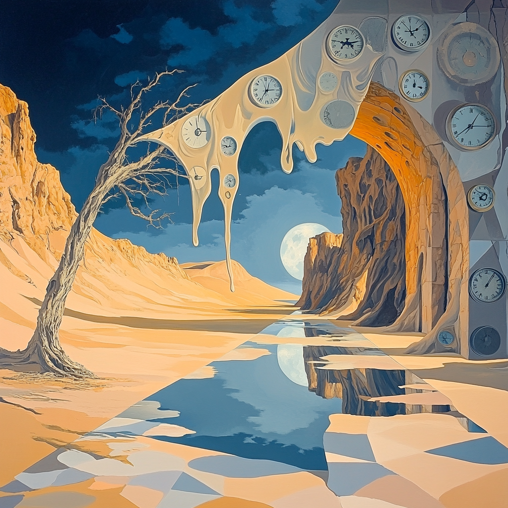 Salvador Dali Inspired Desert Clock Mirage paint by color