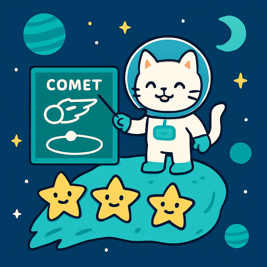 Comet Classroom With Astronaut Cat Numbered painting kits