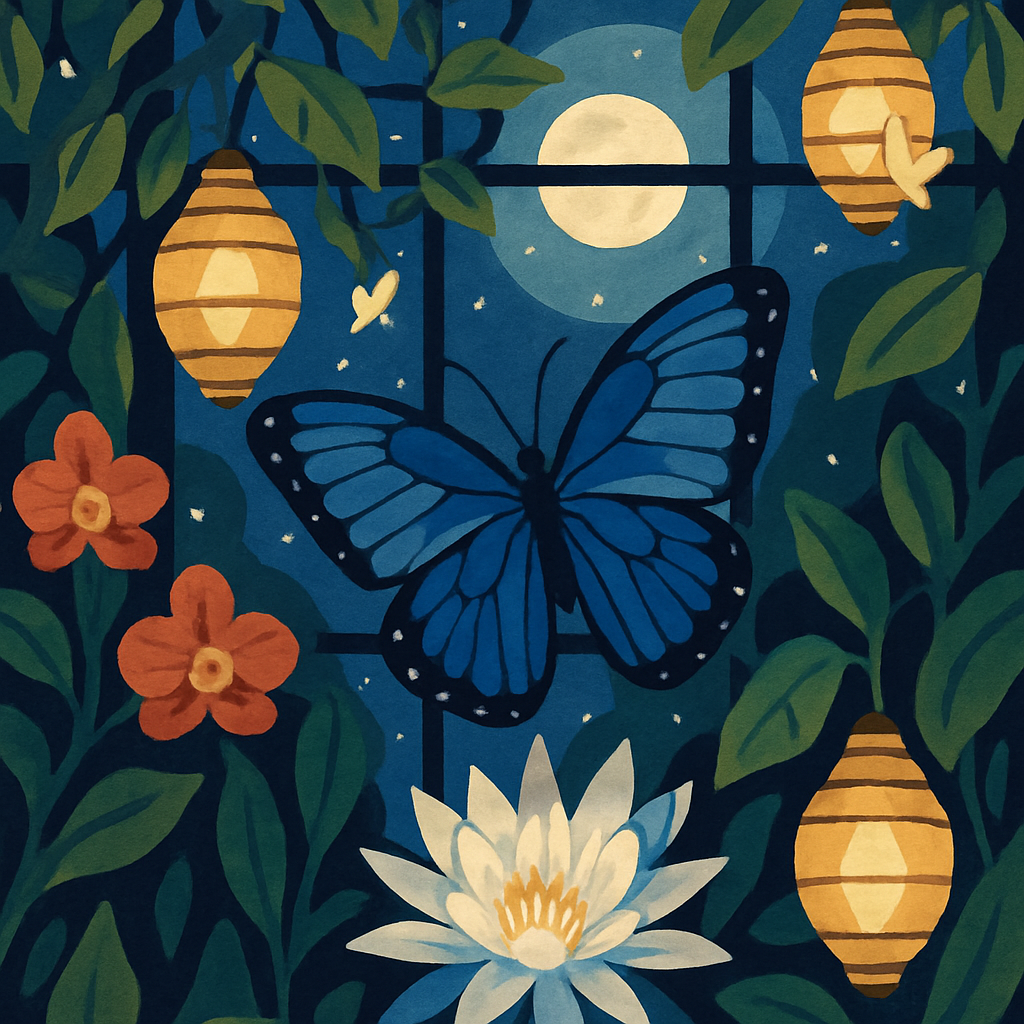 Metamorphosis Garden With Butterfly Lanterns paint by numbers
