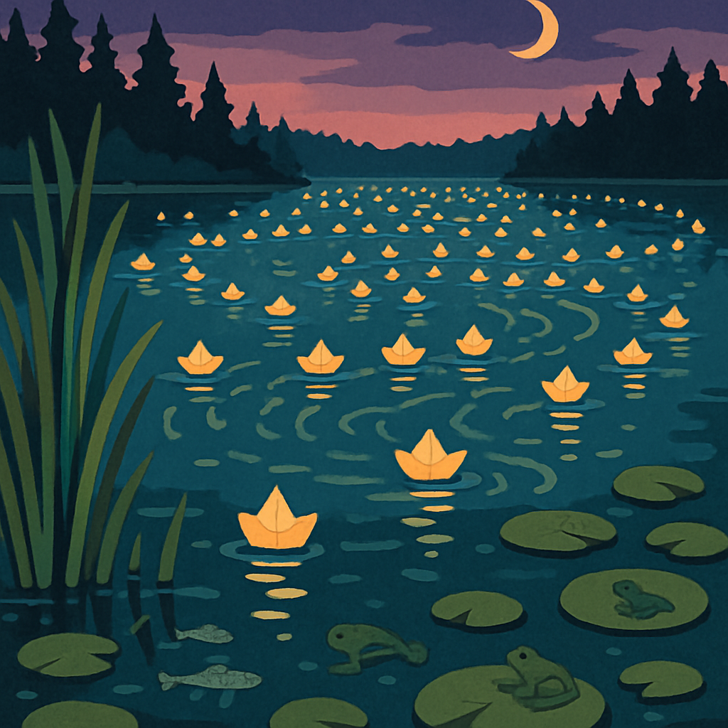 Lantern Regatta On The Lake Number painting
