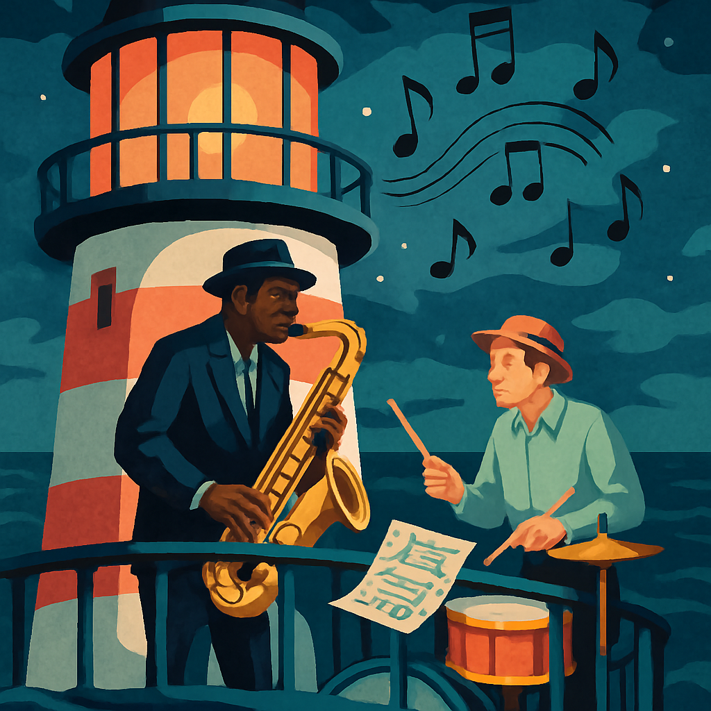 Midnight Lighthouse Jazz Session painting number kit