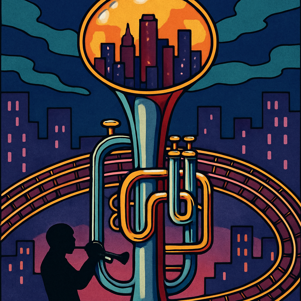 Jazz Inlaid Skyline Trumpet Number painting