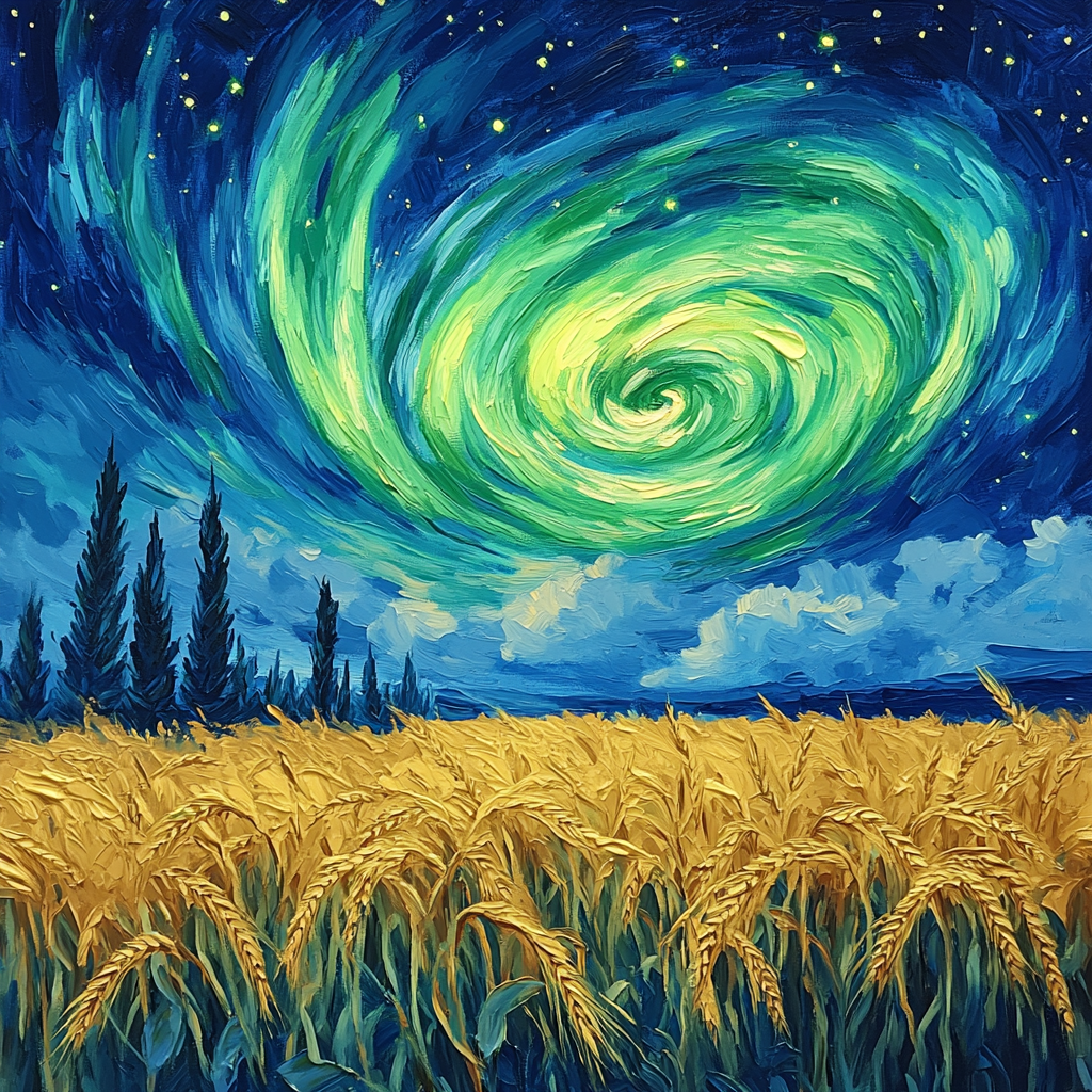 Van Gogh Inspired Aurora Over Wheat Fields Paint by numbers art