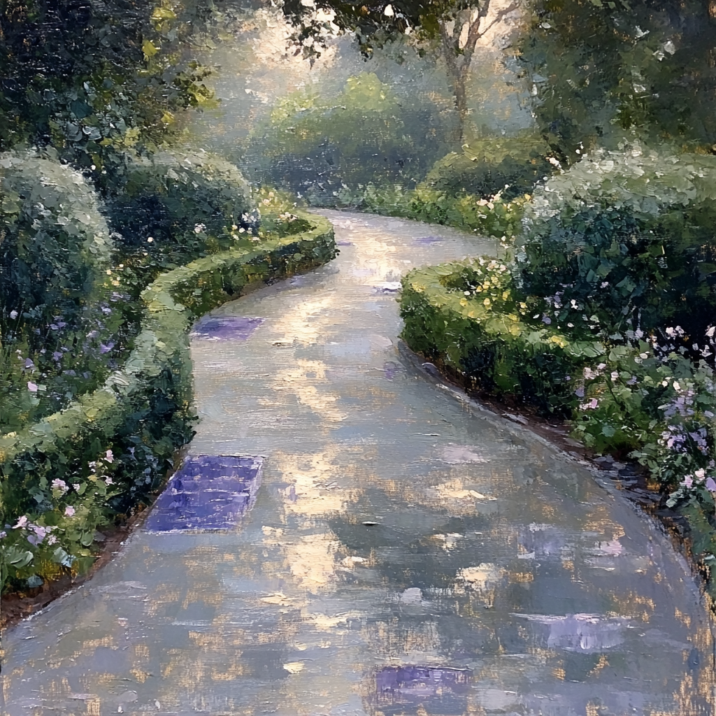 Claude Monet Inspired Rainy Garden Path Paint by numbers art