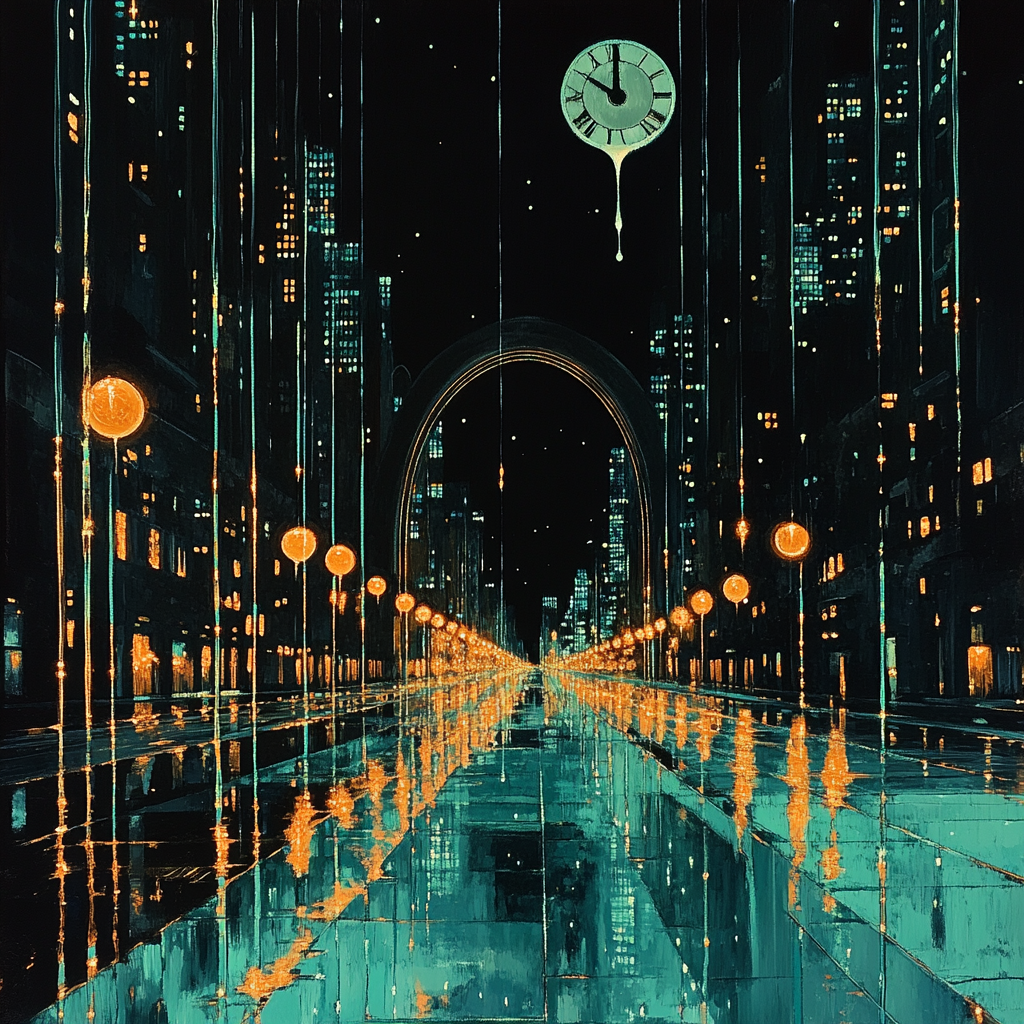 Salvador Dali Inspired Melting Citylights paint by number