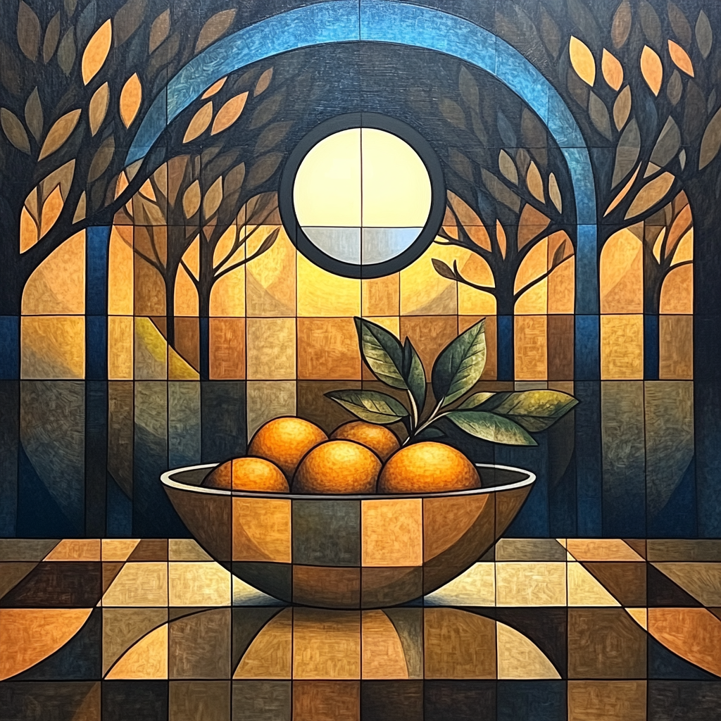 Pablo Picasso Inspired Cubist Orchard Eclipse Still Life Number painting