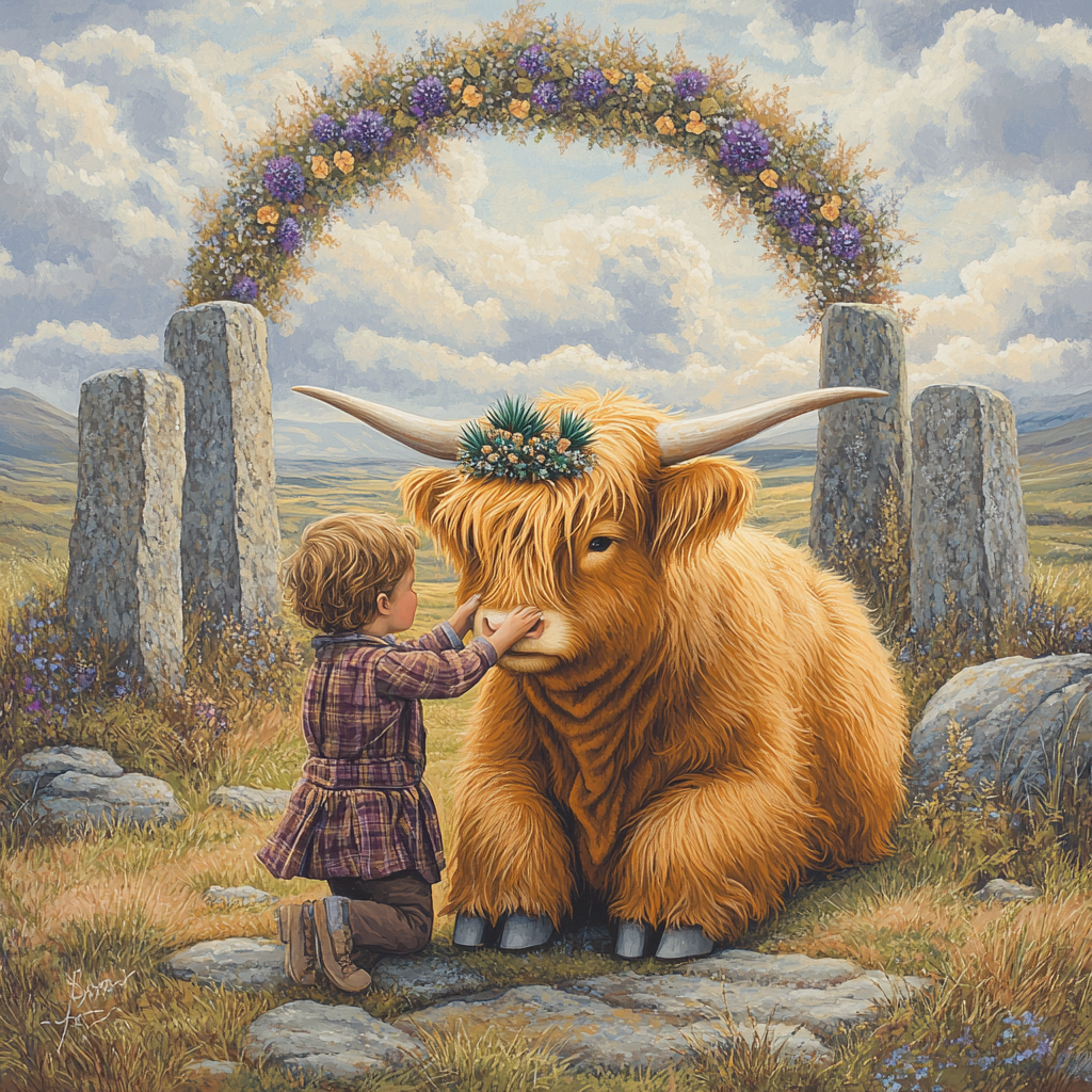 Highland Cow Thistle Crown Ceremony Painting by numbers kit