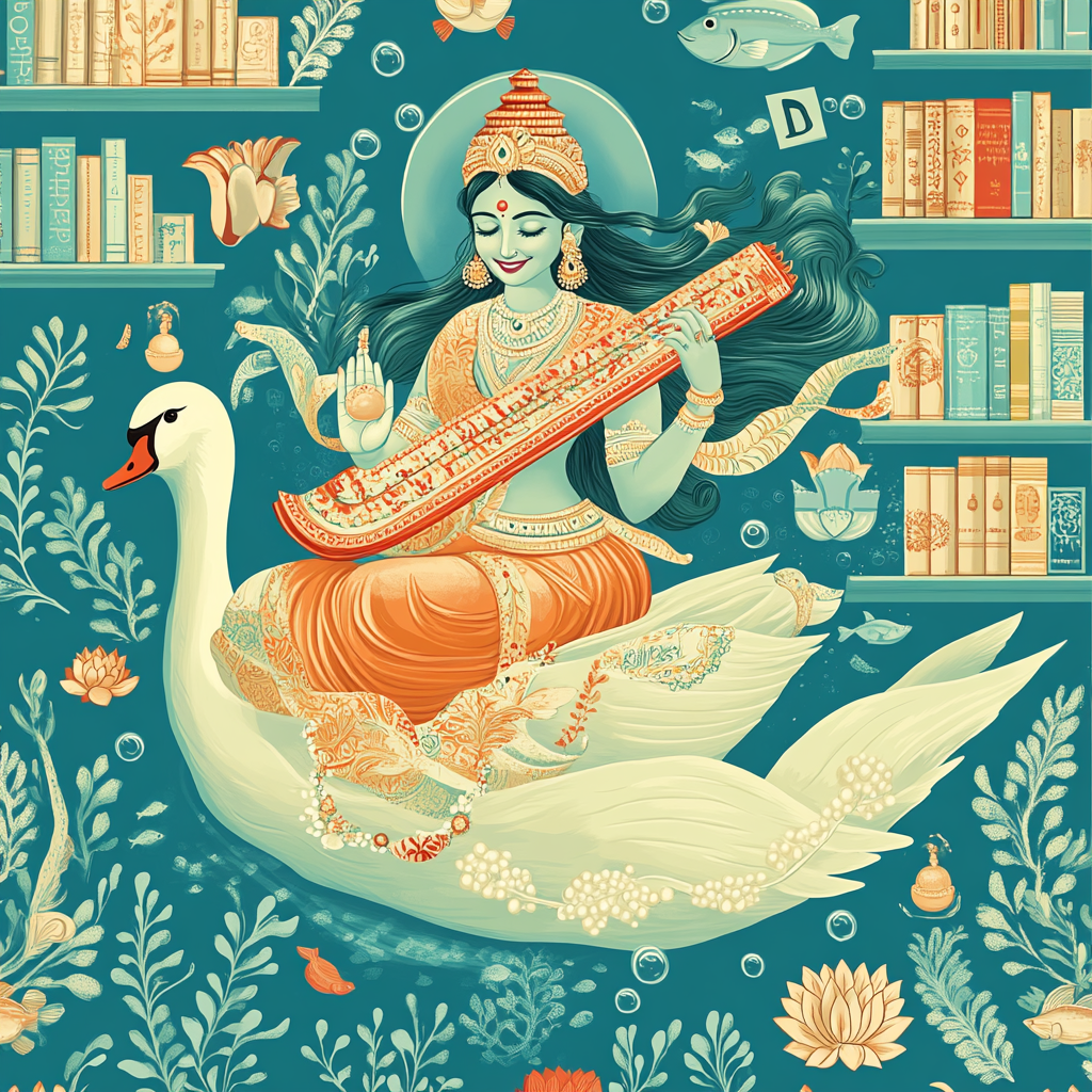 Underwater Veena Archive Of Saraswati Painting by numbers kit