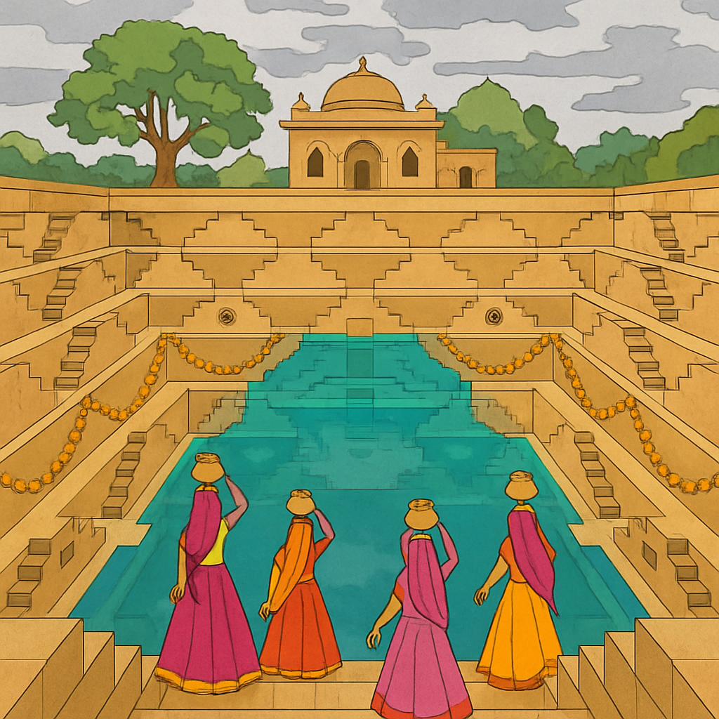 Stepwell Reflections In India At Monsoon Dawn Numbered painting kits