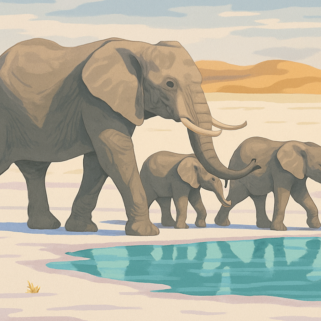 Salt Flat Mirage Elephant Caravan Paint by numbers art