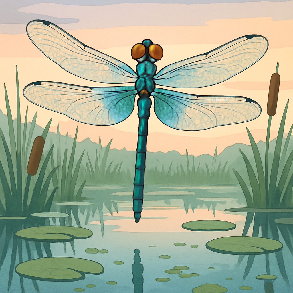 Marsh Lightscape With Dragonfly Hover paint by number