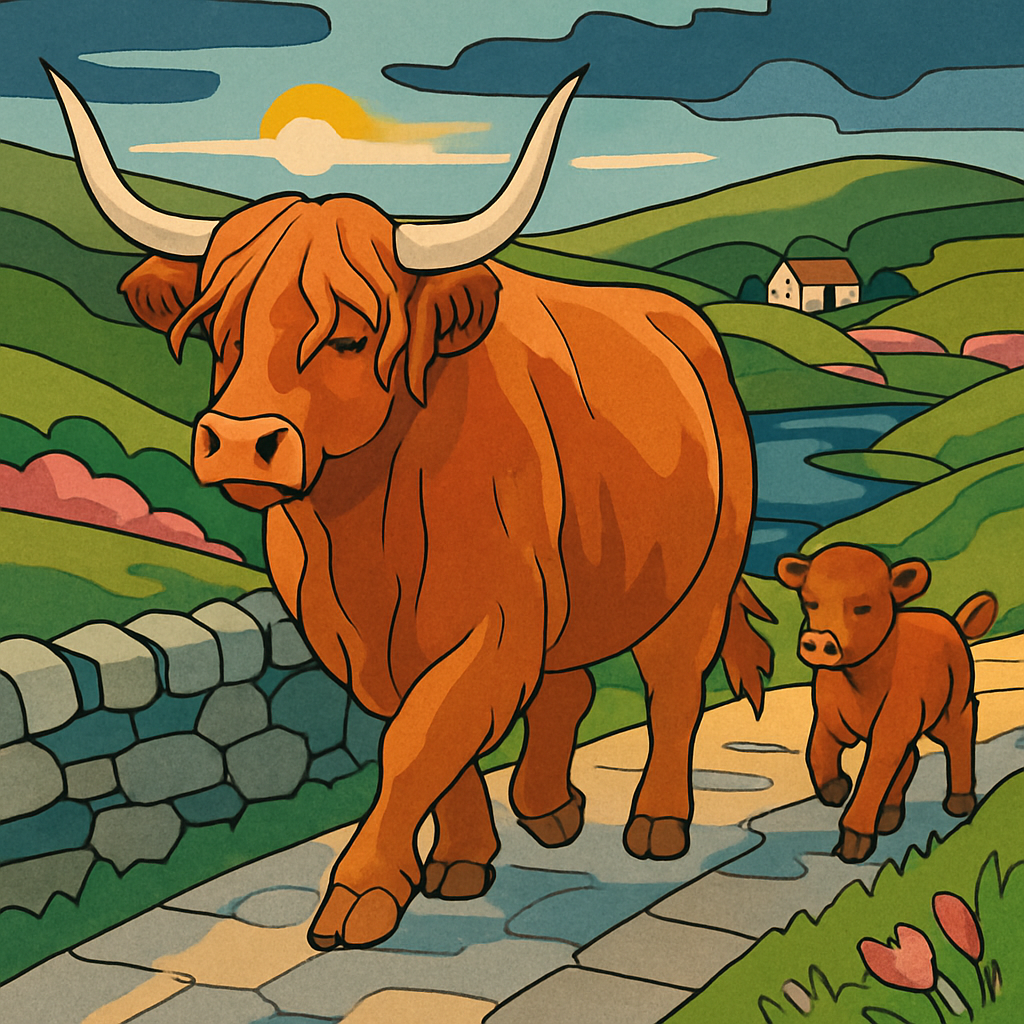 Highland Pasture With Cow At Dusk DIY paint by numbers