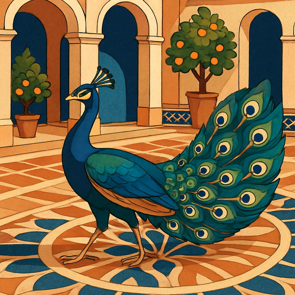 Courtyard Mosaic With Peacock Elegance Painting by numbers kit