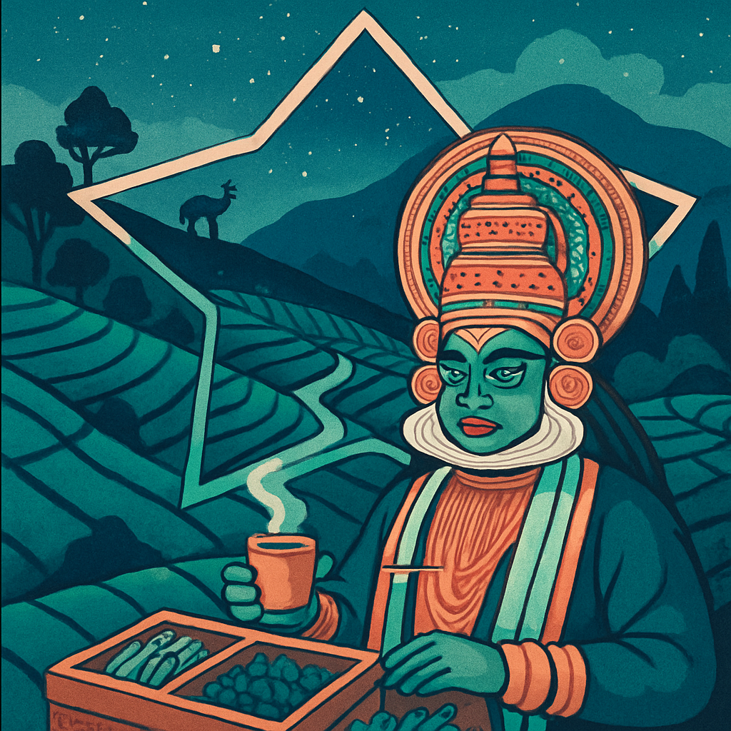 India Inspired Tea Plantation Star Map paint by numbers