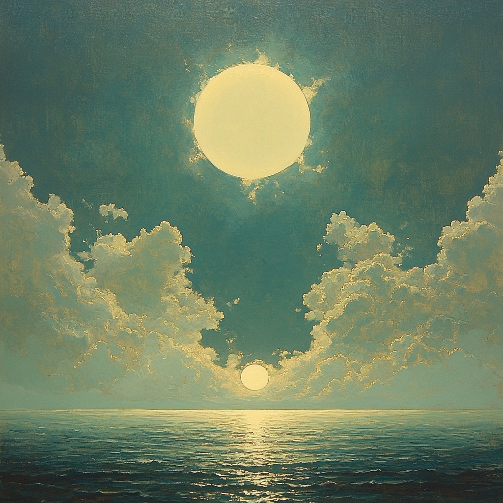 Leonardo Da Vinci Inspired Orchid Eclipse Over Quiet Ocean Numbered painting kits