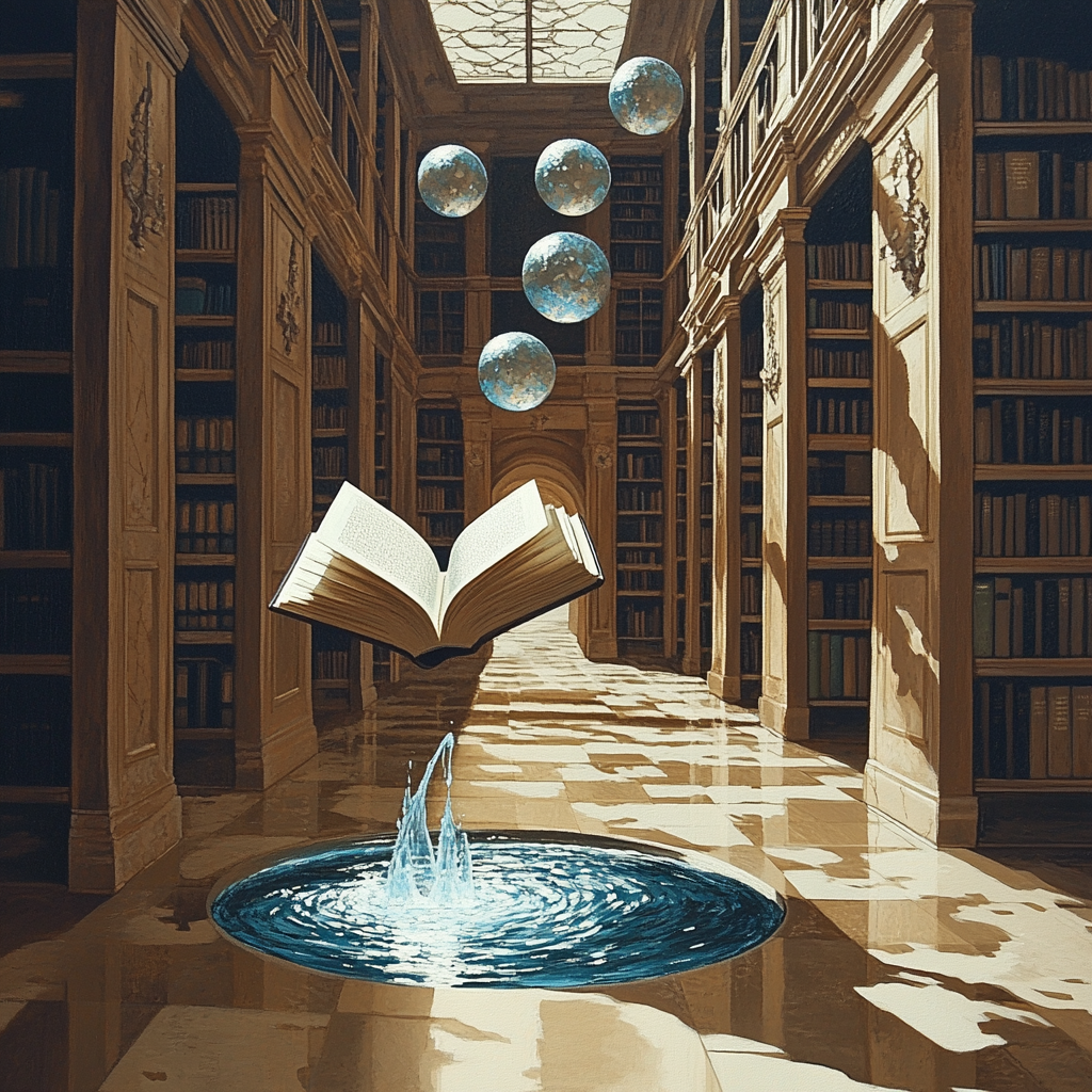 Salvador Dali Inspired Library Of Floating Books Painting by numbers kit